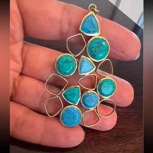 sterling silver Gold clad  Turquoise pendant
